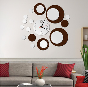 <b>Acrylic</b> Round Color Matching Combination <b>Mirror</b> Wall Clock Home Stickers Personality Mute Modern Living Room - Product Image 6