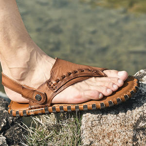 <span class=keywords><strong>Sandales</strong></span> pour hommes en cuir, couche supérieure en cuir de vache, printemps et été, respirantes, décontractées, confortables, semelle souple, baskets pour hommes - Product Image 2