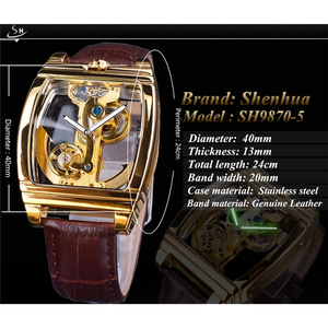 SHENHUA 9870L Transparent Skeleton Mechanical Dress <strong>Watch</strong> Men Top Brand SHENHUA Gold Wrist <strong>Watch</strong> <strong>Automatic</strong> <strong>Self</strong> <strong>Winding</strong> - Product Image 3