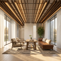 Plafond suspendu en aluminium moderne décoratif pour intérieur, avec canaux en U, dalles personnalisées couleur grain de bois pour immeuble de bureaux