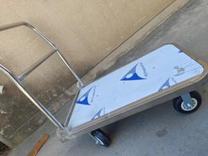 Chariot à plate-forme Chariot de stockage plat polyvalent Chariot à provisions pliable Acier à quatre roues robuste Acier inoxydable OEM - Product Image 3