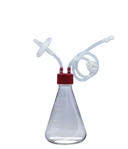 Lab Polycarbonaat Conische 250Ml 500Ml 1l Erlenmeyer Kolf Met 2 Poorten 2-weg Transfer Deksel Tubing Erlenmeyer Kolf