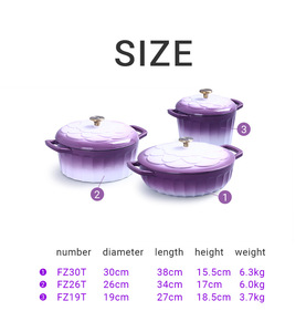 Ensemble de casseroles en fonte émaillée, violet lilas, antiadhésif, compatible four, casserole, grand faitout, sans toxines, compatible <span class=keywords><strong>induction</strong></span>, vente en gros - Product Image 2