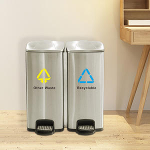 Cubo de <span class=keywords><strong>basura</strong></span> personalizado de acero inoxidable con <span class=keywords><strong>dos</strong></span> <span class=keywords><strong>compartimentos</strong></span>, cubo de <span class=keywords><strong>basura</strong></span> de cocina, cubo de <span class=keywords><strong>basura</strong></span> con Pedal, 60L - Product Image 4