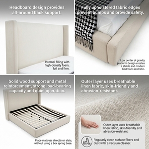 <span class=keywords><strong>Lit</strong></span> de luxe moderne en bouclette blanche, cadre de <span class=keywords><strong>lit</strong></span> King Size, tête et pied de <span class=keywords><strong>lit</strong></span> rembourrés, idéal pour salon et hôtel - Product Image 2