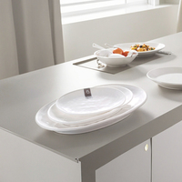 Vente en gros de plats bon marché de forme ovale en mélamine blanche 100% de 8 pouces
