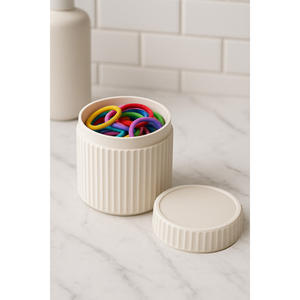 Juego de Organizadores de Baño Cilíndricos Minimalistas de Plástico, 3 Piezas, Soporte para Pinzas de Pelo y Hisopos de Algodón, Fácil de Limpiar, Independiente - Product Image 2