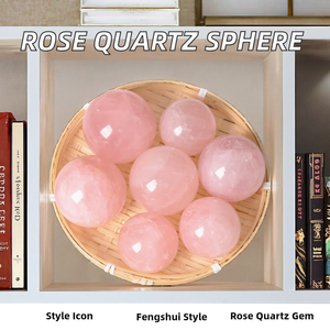 Venta al por mayor de esferas de cuarzo rosa pulidas a mano, piedras mágicas curativas de cristal, artículos de moda, coleccionables de arte, feng shui - Product Image 3