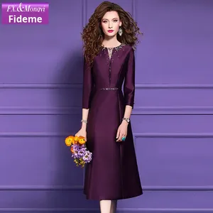 Abito con Perline <span class=keywords><strong>su</strong></span> <span class=keywords><strong>Misura</strong></span> FMY per la Collezione Autunnale Femminile, Nuovo Modello di Alta Gamma, Elegante e Aderente a Lunghezza Media 62211 - Product Image 3