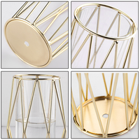 Weeyaeofa — vase losange en fer forgé doré, vase hydroponique en verre, ornements pour la décoration de la maison ou du bureau