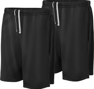 Shorts d'été pour hommes à taille mi-haute avec cordon de serrage, 100 % polyester, couleur unie, séchage rapide, respirant, pour le sport, la course, le fitness et multi-usages - Product Image 1