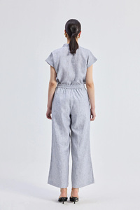 <span class=keywords><strong>Pantalon</strong></span> large en lin 100% avec poches latérales pour femme, vente en gros, cordon de serrage à l'avant - Product Image 6