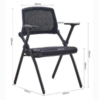 Chaise de conférence pliable et empilable moderne sur mesure OEM avec dossier en maille et accoudoirs fixes pour bureau à domicile et chambre