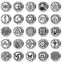 Bijoux créatifs en argent Sterling personnalisés S925 Collection de symboles religieux perles logo personnalisé breloque perle pour la fabrication de bracelets à bricoler soi-même