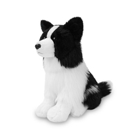 Drei Posen: Sitzend, Liegend, Stehend - Border Collie Plüschtier, Lebensechter Schwarz-Weißer Welpe als Deko-Geschenk für Hundeliebhaber & Kinder