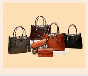 2024 New Women's Leopard PU Mother-Child Bag Set Leather Handbags For Women Women's Tote Bag