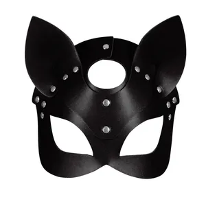 Moda Cosplay deri baş maskesi yüz kaput maskesi kadın için gece parti kostüm için kilitlenebilir esaret