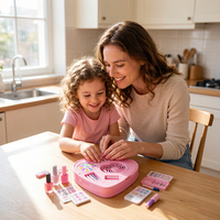 Ensemble de manucure pour enfants, table de maquillage avec miroir, autocollants, jeu de salon de beauté, cadeau pour filles