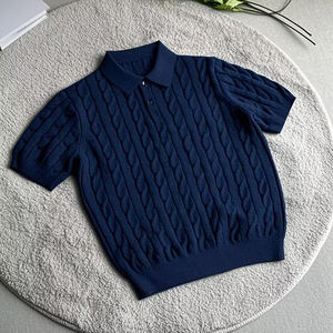 2026 New Arrival <b>Thick</b> Yarn Woven Pattern Top Twisted <b>Rope</b> Knit Polo Shirt Short Sleeve Versatile Trendy Minimalist Polo - Product Image 1