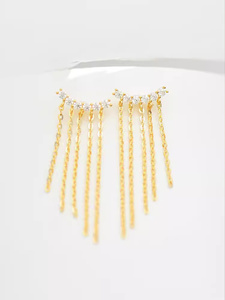 Pendientes Largos de Borla con Circonitas Brillantes, Diseño Exclusivo y de Alta Gama, Color Dorado, para Mujer - Product Image 4