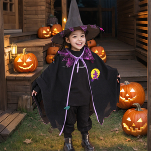 Halloween Cosplay bruja niña vestido capa <span class=keywords><strong>disfraz</strong></span> infantil para niñas padres carnaval reina diablo traje invierno personaje - Product Image 5
