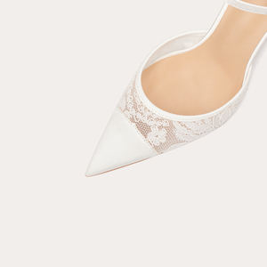 Tacchi alti con cinturino alla caviglia in seta bianca <span class=keywords><strong>e</strong></span> raso scarpe da <span class=keywords><strong>donna</strong></span> con tacco <span class=keywords><strong>e</strong></span> scarpe da sposa per <span class=keywords><strong>spillo</strong></span> da sposa - Product Image 6