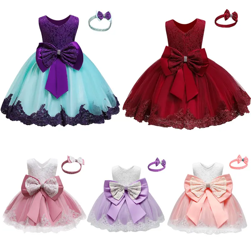 Enfant en bas âge bébé filles dentelle robes enfants fleur élégant mariage princesse fête Tutu robe enfants anniversaire baptême vêtements formels