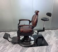 Fauteuil de Barbier Vintage Antique pour Salon, Durable et Ergonomique, Siège en Cuir, Structure en Acier Inoxydable, Idéal pour Hôtels et Hommes