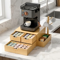 Nouveau support de rangement pour dosettes de café en bois, porte-gobelets en forme d'arbre et tiroirs latéraux de rangement, luxe, personnalisable avec logo