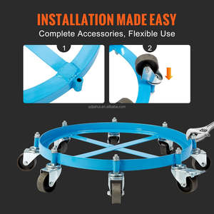 Chariot à tambour robuste de 55 gallons avec cadre en acier 8 roulettes pivotantes, capacité de charge de 2000lb, chariot à tambour à baril - Product Image 4
