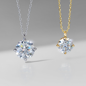 จี้มอสซาไนต์ 2 กะรัต 1 กะรัต ชุบทองคำขาว 14K พร้อมสร้อยเงินแท้ S925 เพชรมอสซาไนต์สร้างในห้องปฏิบัติการ สร้อยคอสำหรับผู้หญิง - Product Image 1