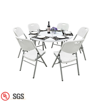 Table pliante d'extérieur, ensemble de 6 chaises, table de fête pliante et chaises pliantes de camping en plastique, modernes et bon marché