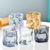 Mug en verre torsadé de couleur orange, verre épaissi, verre à whisky, verre à bière, bouteille à vin