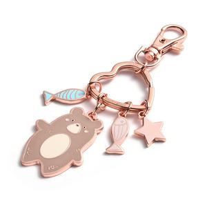 Promotional Gift Cute Heart Bling Rose Gold Enamel Key Chain Metal <b>Pom</b> <b>Pom</b> <b>Keychain</b> - Product Image 3