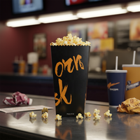 Boîte à Popcorn ZJPACK Écologique et Biodégradable 46oz avec Laminage Mat et Gaufrage pour Films, Cinoches et Plats à Emporter