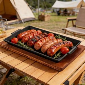 Fabricant direct <span class=keywords><strong>Plaque</strong></span> de cuisson Teppanyaki BBQ <span class=keywords><strong>en</strong></span> <span class=keywords><strong>fonte</strong></span> rectangulaire <span class=keywords><strong>Plaque</strong></span> à steak Double poignée Style coré<span class=keywords><strong>en</strong></span> Facile à nettoyer - Product Image 3