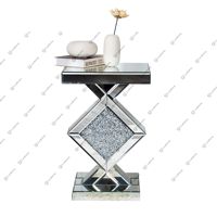 Table basse avec miroir, meuble de salon en argent, diamant en écrasé, Table basse moderne en verre, livraison gratuite, nouveauté