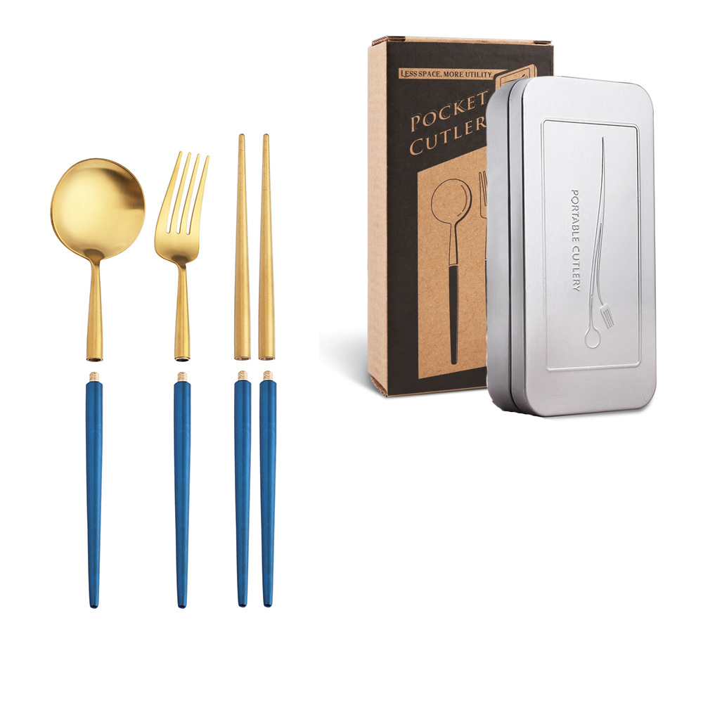 Chopsticks/fork/spoon_gold+blue