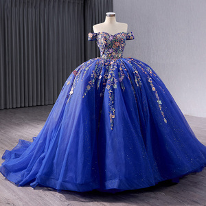 Jancember 231051B elegante azul real apliques flor cariño vestidos de quinceañera - Product Image 4
