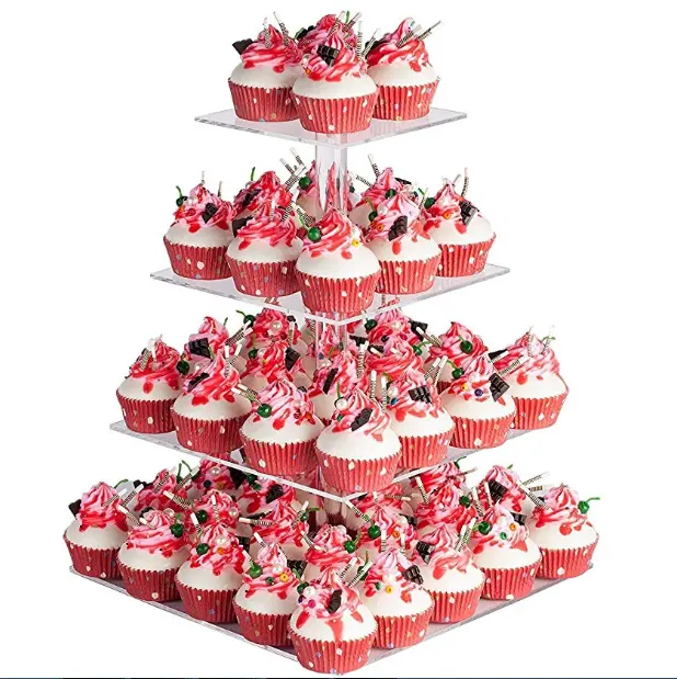 4 Tier Clear Acrylic cup cake stand display and cake stand wedding