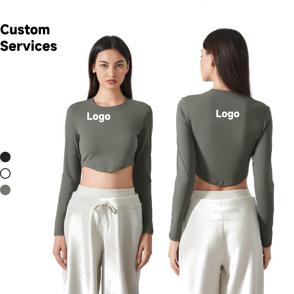 Women's New Fashion Yogini Top Skin-Friendly Breathable Slim-Fit Short Long-Sleeve Fitness Shirt Bare-Feel Seamless DAW193