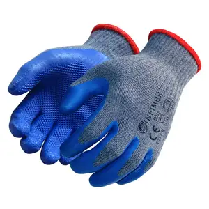 hot sell latex crinkle 10gauge 2 thread cotton Physical embossing of latex Working Hand Safety construction protective Gloves