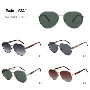 Lunettes de soleil pilote, monture ovale en métal, monture intégrale, verres verts, protection UV 100%, unisexe, adulte, extérieur - Product Image 3