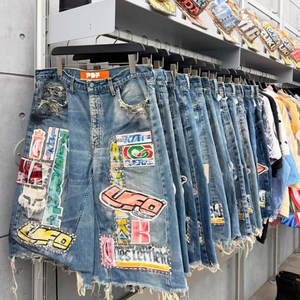 Hochwertige Baggy-Herren-Jeans aus Baumwoll-Denim im Used-Look mit Rissen, Acid-Waschung und Sonnenausbleichung, 3D-Stickerei-Patch-Logo im Y2K-Stil - Product Image 6