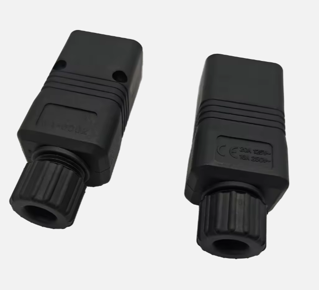 C19/C20 3-Hole Power Socket Adapter - 3-Outlet Male/Female Connector for Household & Industrial Electrical Plugs