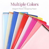 Papier d'emballage pour bouquet de fleurs de qualité supérieure, couleur unie, brillant, élégant, artistique, imperméable, pour fleuriste