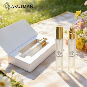 Flacon de parfum rectangulaire rechargeable en verre mat, sur mesure, luxe, vente en gros, 10 ml, 15 ml, avec boîte. - Product Image 1