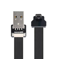 Flat FPC Ultra Tipis Super Lembut, Kabel Pengisian Data Pita Fpc Mikro Usb FPC Ke USB A Male Profil Rendah