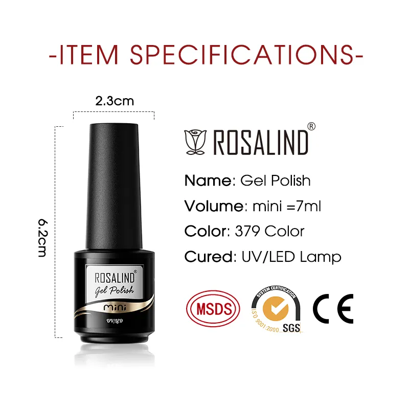 Rosalind gros oem marque privée coloré uv led gel vernis semi permanent tremper hors gel vernis à ongles pour ongles art salon