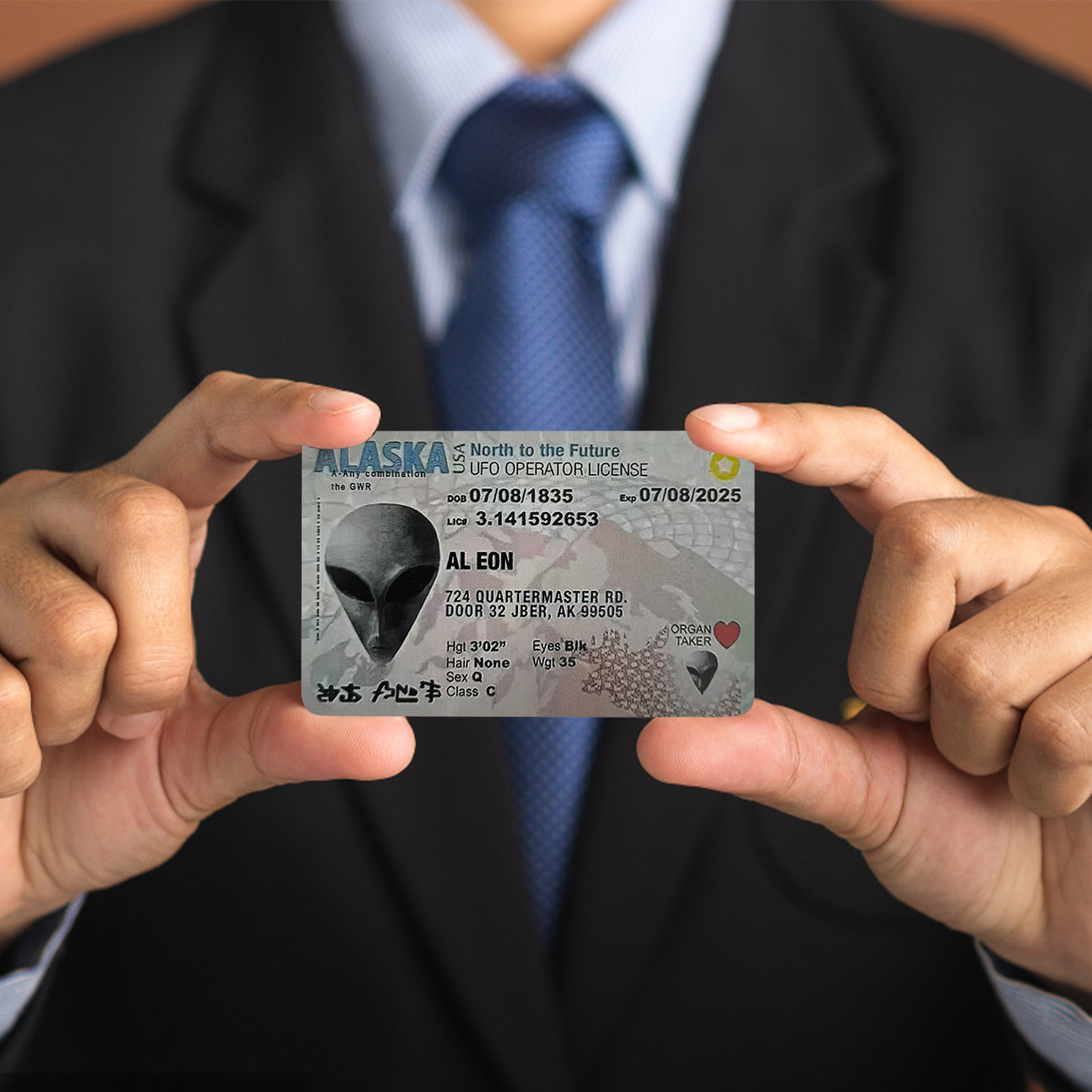 Custom Design Vermont Alien License Card Novelty ID Plastic Extra